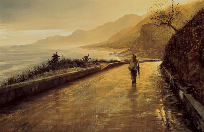 Oil on Canvas, Sicily, 20 x 30", 1967. <a class="buy print" href="/store/#!/The-Lonely-Man/p/7799139/category=1811834">Purchase</a>

