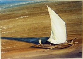 sail boat egypt original art