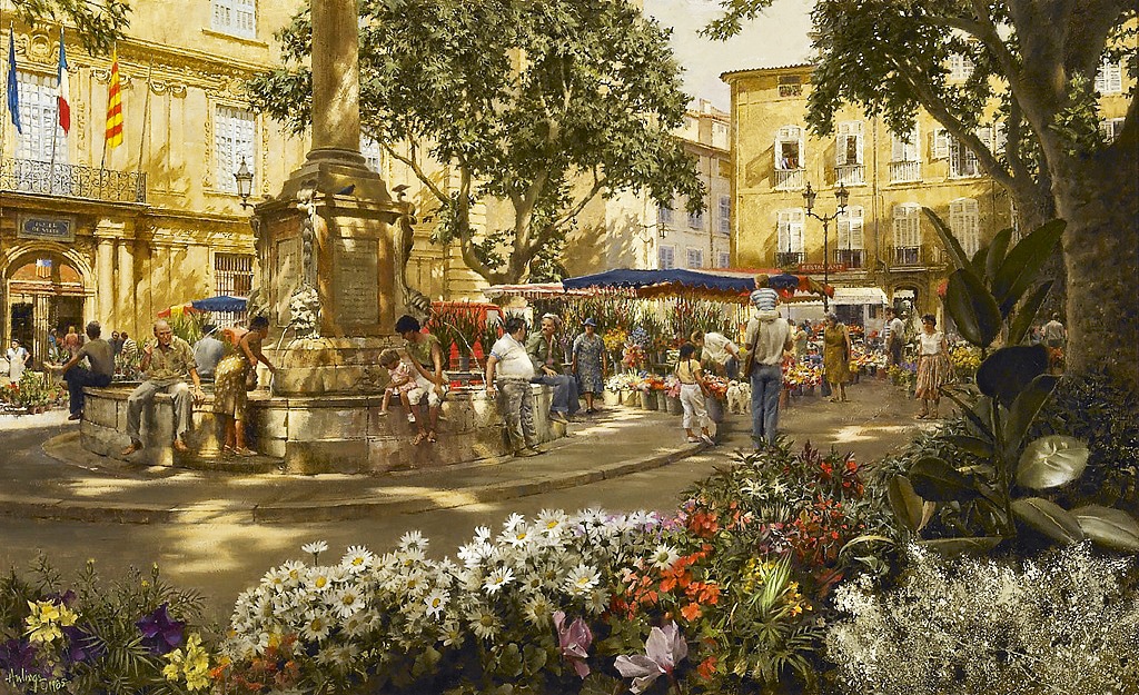 Aix-en-Provence Flower Market, by Clark Hulings