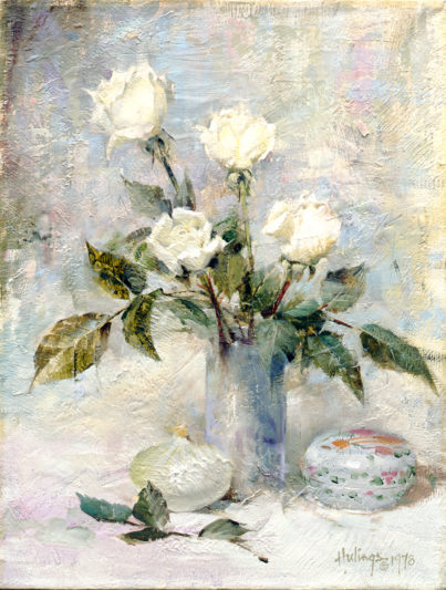 White Roses With Onion, by Clark Hulings