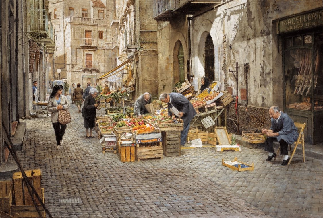 San Antonio Market - Enna, by Clark Hulings