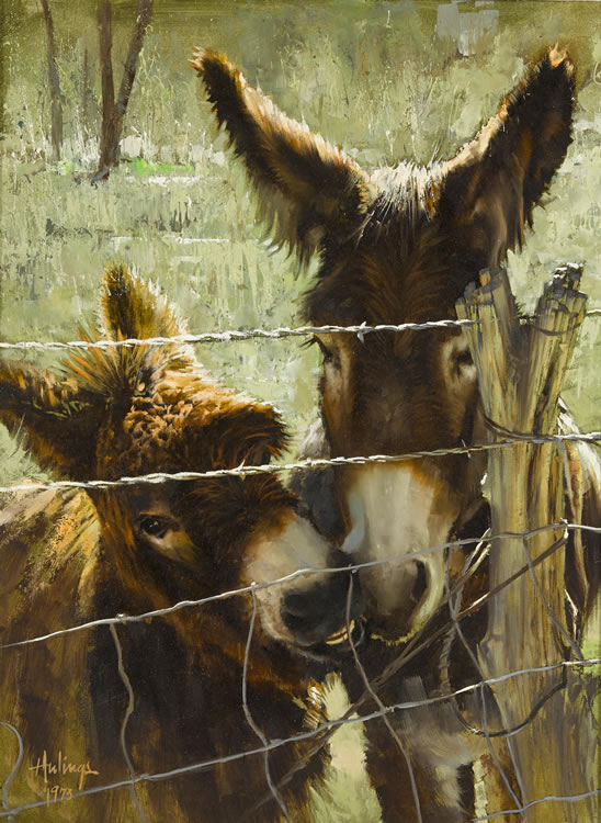 Donkeys Nuzzling, by Clark Hulings