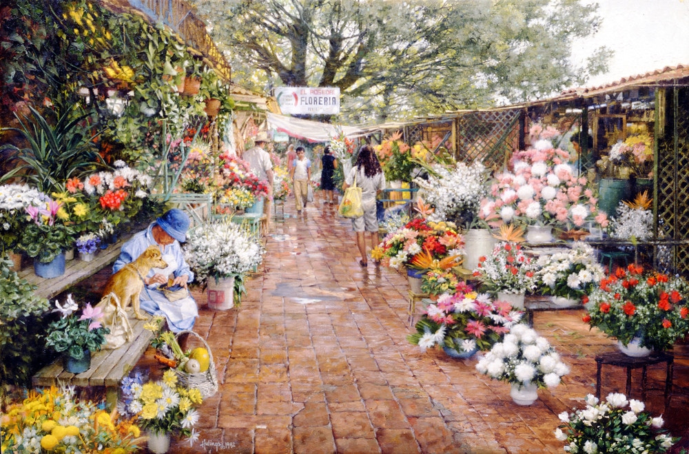 Cuernavaca Flower Market, by Clark Hulings