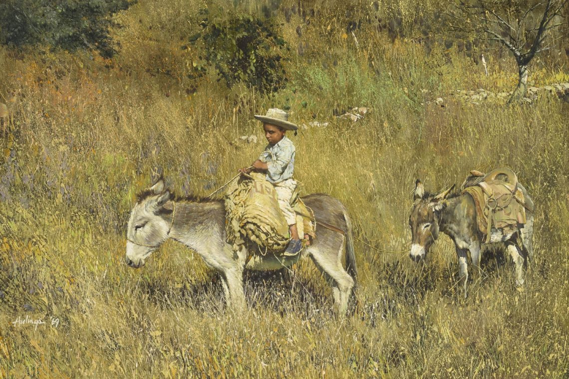 Pepito on Donkey Leading Donkey, by Clark Hulings