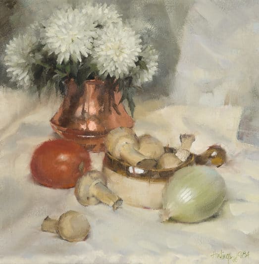 Still LIfe with Mushrooms, by Clark Hulings