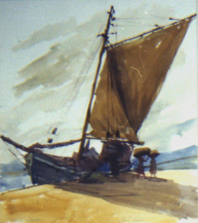 Beached Sailboat, by Clark Hulings