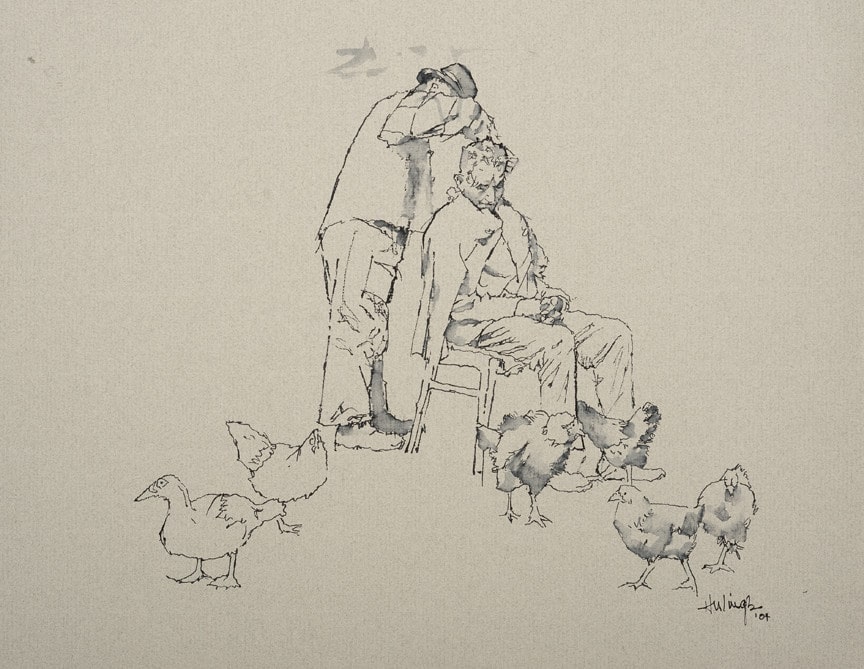 Haircut With Chickens, by Clark Hulings