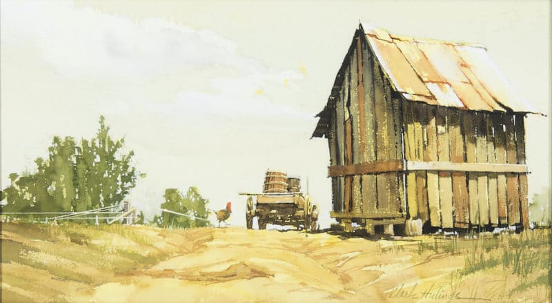 Cabin and Rooster, by Clark Hulings