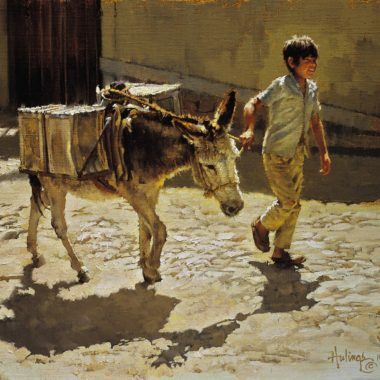 Boy Leading Water Burro, Clark Hulings