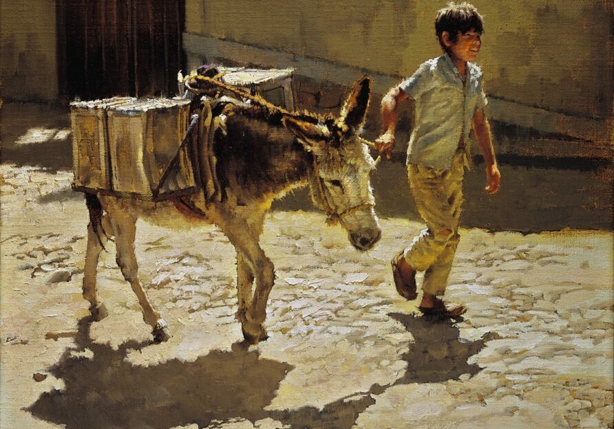 Boy Leading Water Burro, Clark Hulings