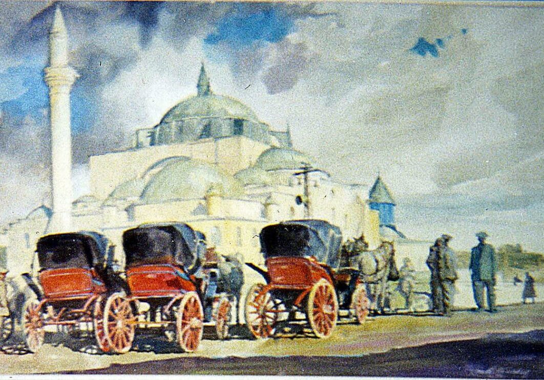 Carriages at Selimiye Mosque, by Clark Hulings