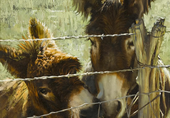 Donkeys Nuzzling, by Clark Hulings