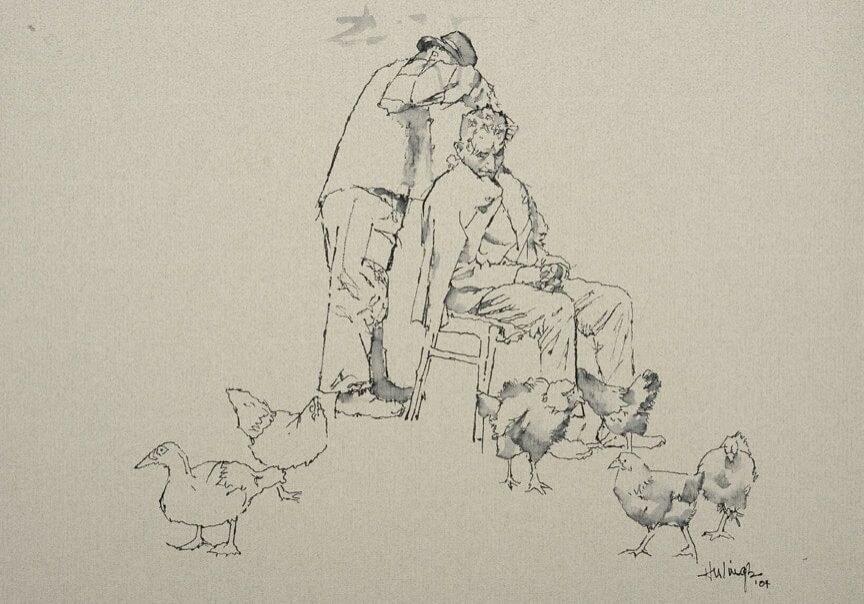 Haircut With Chickens, by Clark Hulings