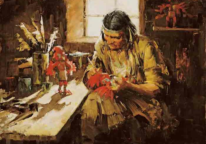 Kachina Doll Maker-Sketch, by Clark Hulings