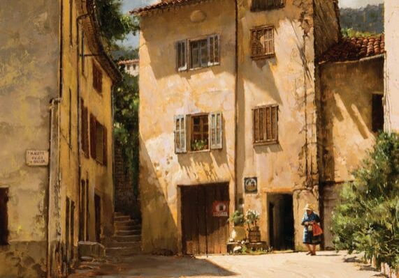 Seillans, France-Yellow Buildings, by Clark Hulings