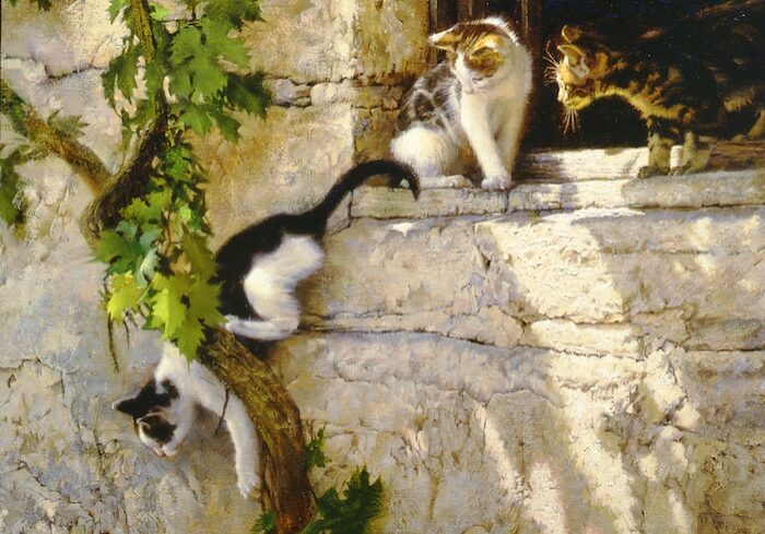 Three Kittens And A Grapevine, by Clark Hulings