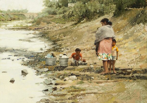 Washing Clothes In A Canal, by Clark Hulings