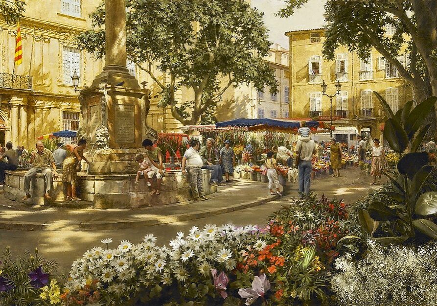 Aix-en-Provence Flower Market, by Clark Hulings